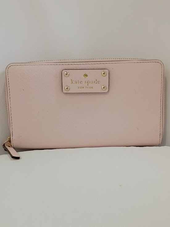 kate spade Handbags - Kate Spade New York Pale Pink Zip-Around Pebbled Leather Wallet